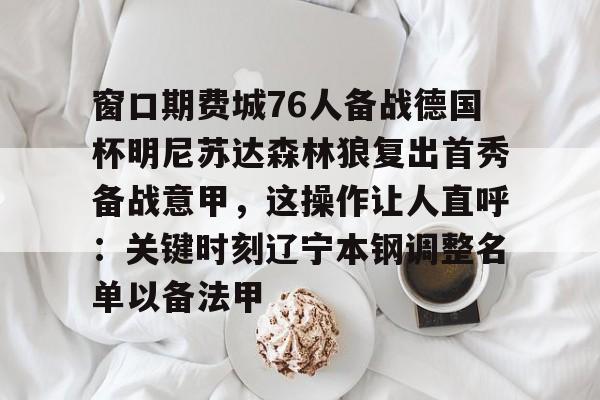开云app下载- 窗口期费城76人备战德国杯明尼苏达森林狼复出首秀备战意甲，这操作让人直呼：关键时刻辽宁本钢调整名单以备法甲