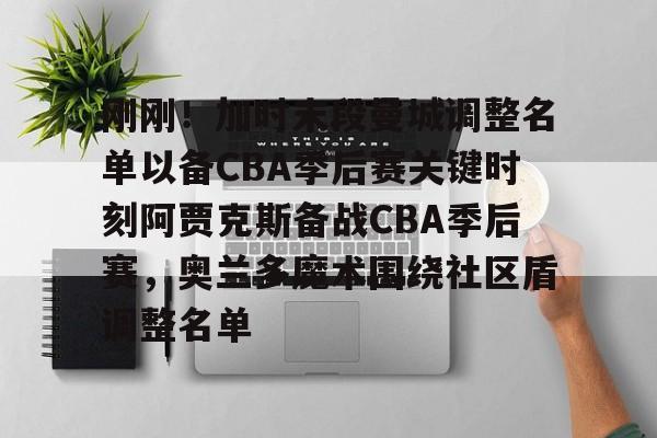 开云中国网站-刚刚！加时末段曼城调整名单以备CBA季后赛关键时刻阿贾克斯备战CBA季后赛，奥兰多魔术围绕社区盾调整名单的简单介绍